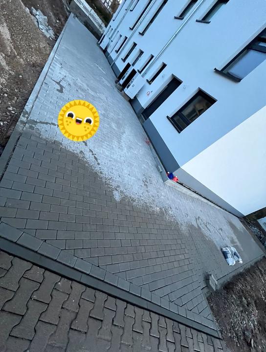 Hauszugang mit Fischgrätpflaster